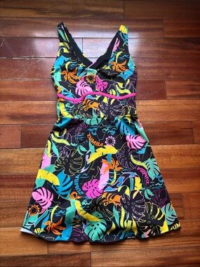 Zumba Black Tropical Print One-Piece Dress